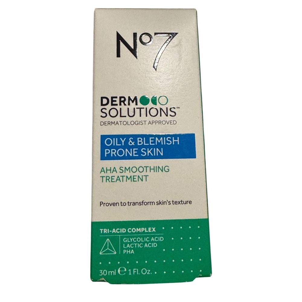 No7 Derm Solutions AHA Smoothing Treatment Oily Blemish Prone Skin 30ml 1oz